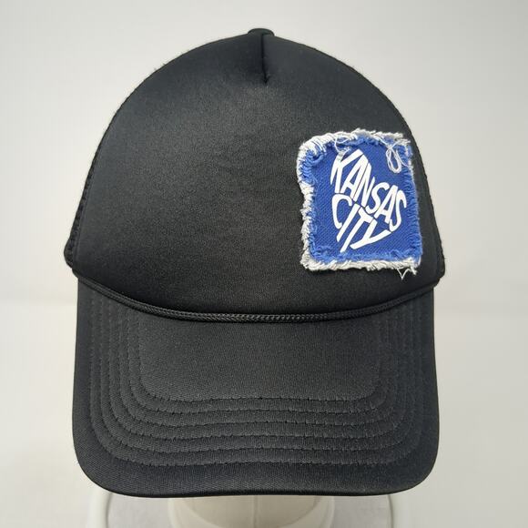 Kansas City Snapback Trucker Hat Black One Size Adjustable Embroidered Rope - Picture 2 of 9